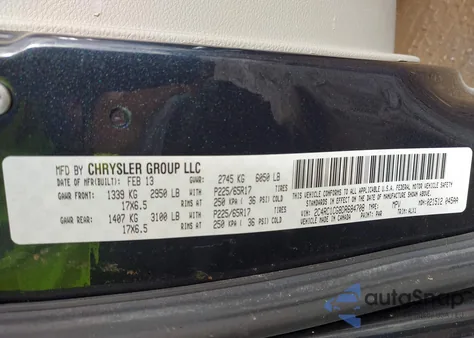 2013 Chrysler Town & Country Touring-L z USA, uszkodzony, nr VIN 2C4RC1CG8DR684708